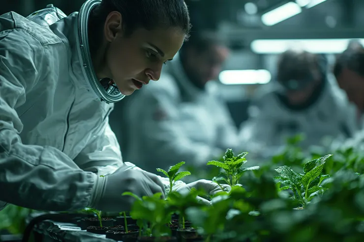 Women working in lab